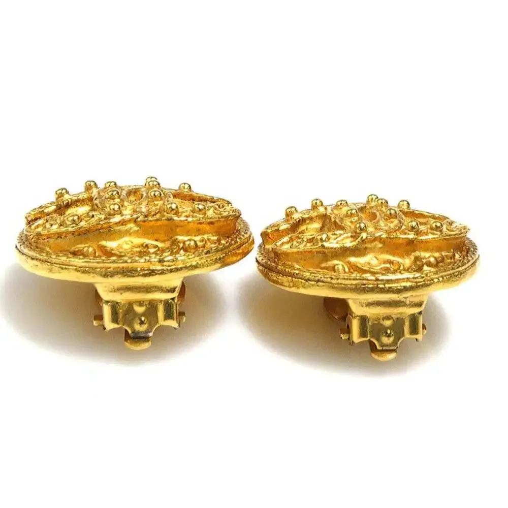 CHANEL Gold Logo Earrings